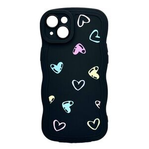 iPhone 15 Black Heart Wavy Case